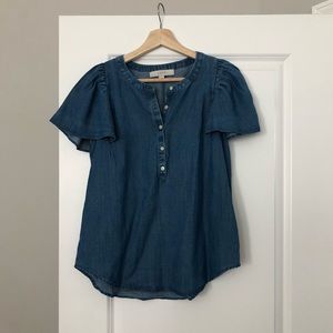 Chambray ruffle top